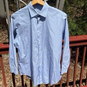 BROOKS BROTHERS Makers Blue White Striped Italy Woven USA Shirt Men’s 17/35